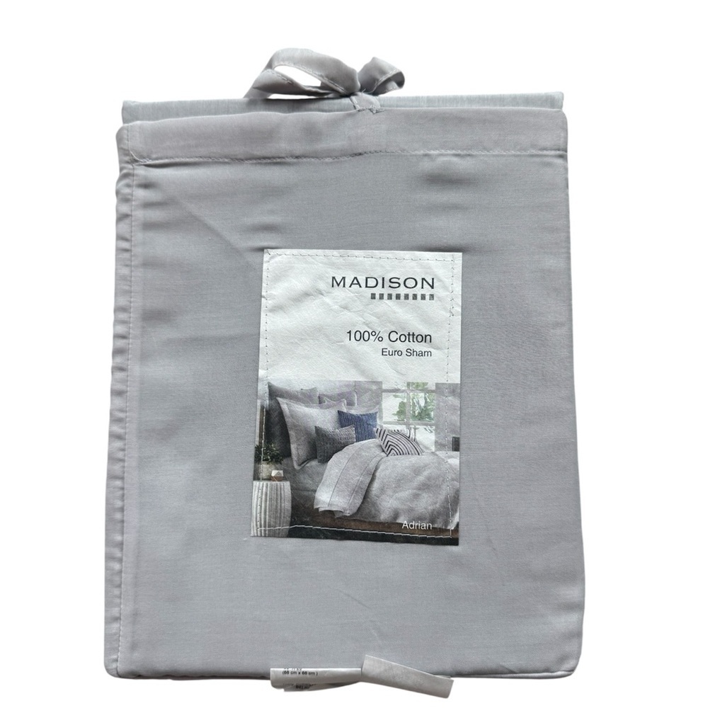 Madison Euro Sham Bundle 100% Cotton Euro Sham 26x26 Gray Euro Sham set of 3 NEW